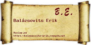 Balázsovits Erik névjegykártya